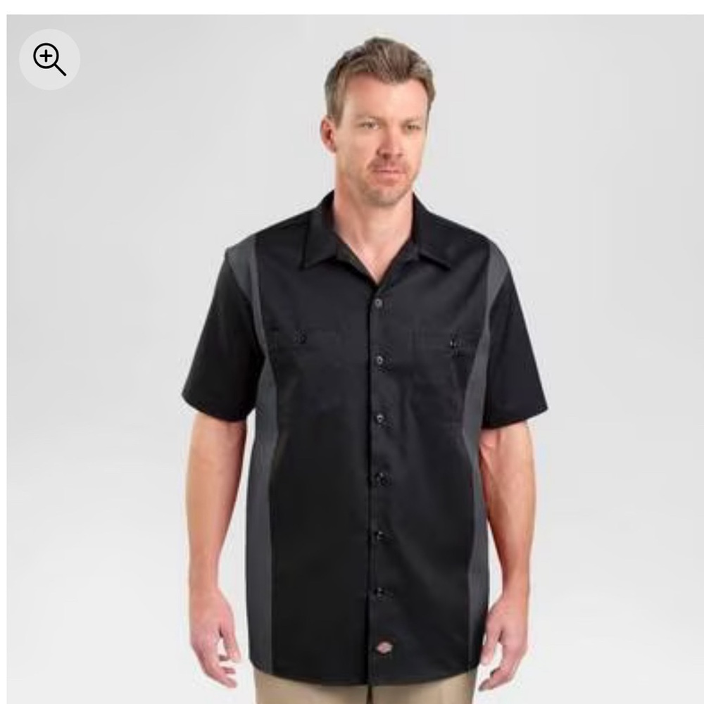 Dickies Work Shirt Men's medium  Short Sleeve Two-Tone Button Up NEW